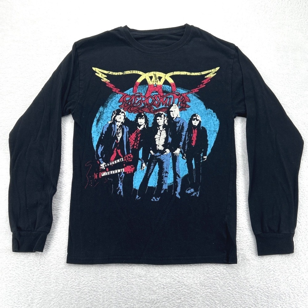 Aerosmith Rocks Tour Graphic Band Mens Small Long Sleeve Shirt Black Tee 2017